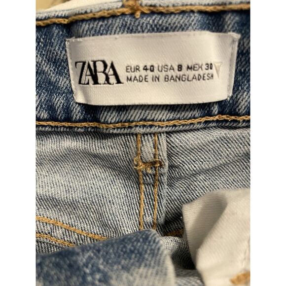 Zara Denim Shorts Womens 8 High Rise Distress Raw Boho Hippie Festival Grunge - Picture 4 of 8